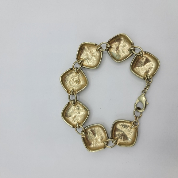 Liz Claiborne Gold Tone Square Link Brutalist Modernist Classic Bracelet Vtg 7" - Picture 6 of 10